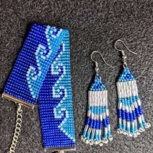 Ocean wave bracelet and earrings set