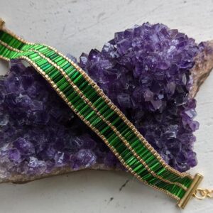 Green bugle bead bracelet